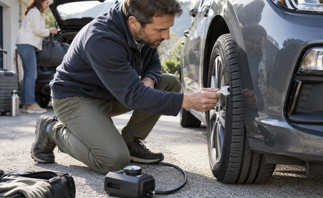 vérification pneus voiture avant départ en vacances